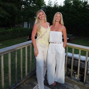 Petal & Pup Cream Wide-Leg Eyelet Pants